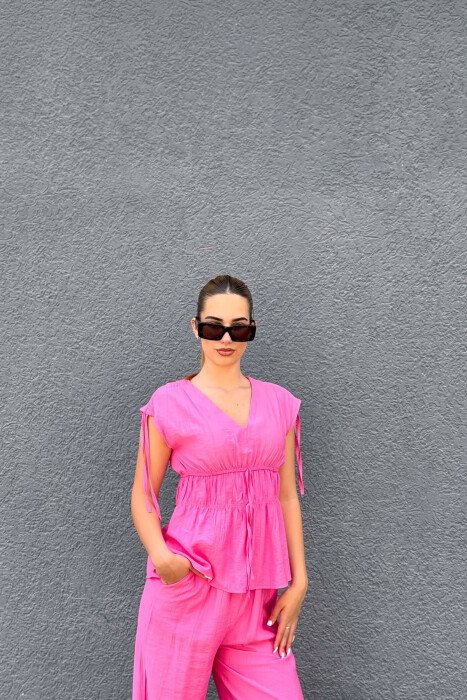 ONE COLOR TANK TOP+ TORUSERS WOMEN SET PINK/ROZE - 5