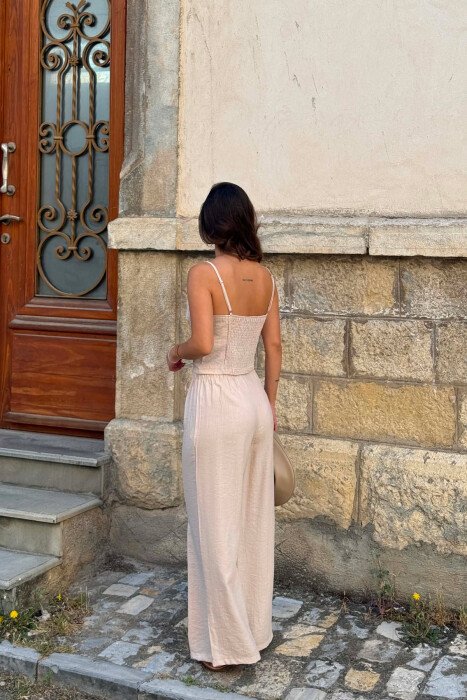 ONE COLOR TANK TOP + TROSERS WOMAN SET BEIGE/BEZHE - 4