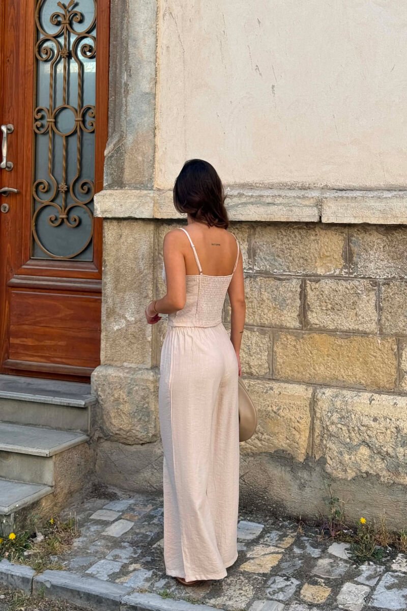 ONE COLOR TANK TOP + TROSERS WOMAN SET BEIGE/BEZHE - 4