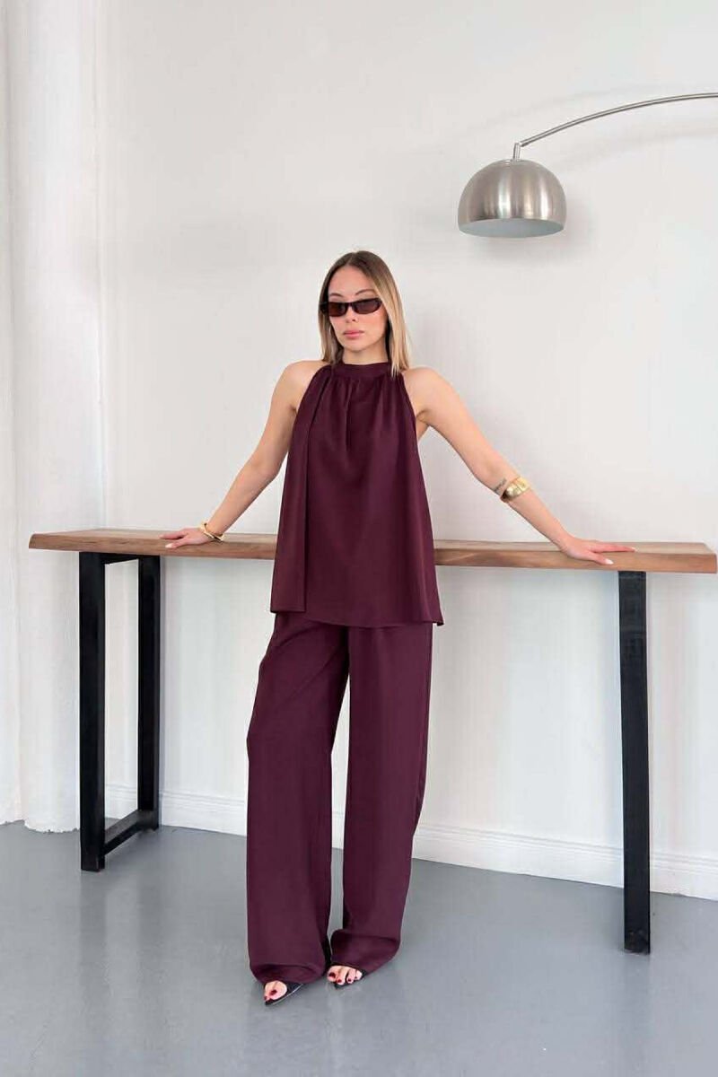 ONE COLOR TANK TOP + TROUSERS WOMAN SET BURGUNDY/VISHNJE - 6