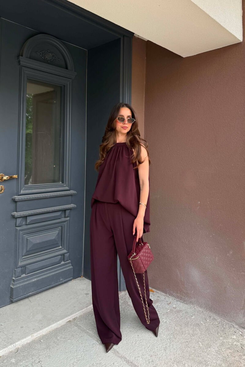 ONE COLOR TANK TOP + TROUSERS WOMAN SET DARK BURGUNDY/VISHNJE E ERRET - 2