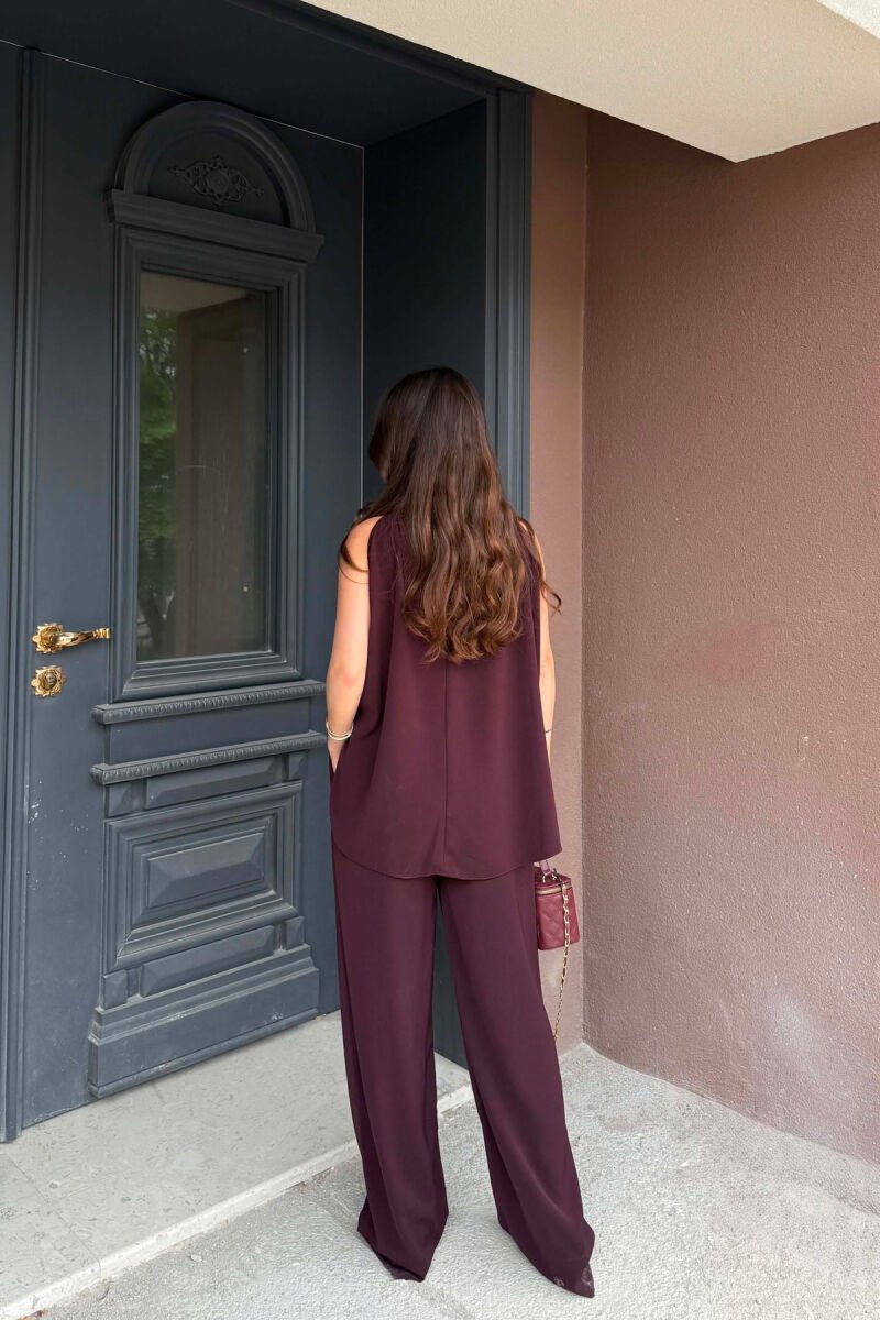 ONE COLOR TANK TOP + TROUSERS WOMAN SET DARK BURGUNDY/VISHNJE E ERRET - 4