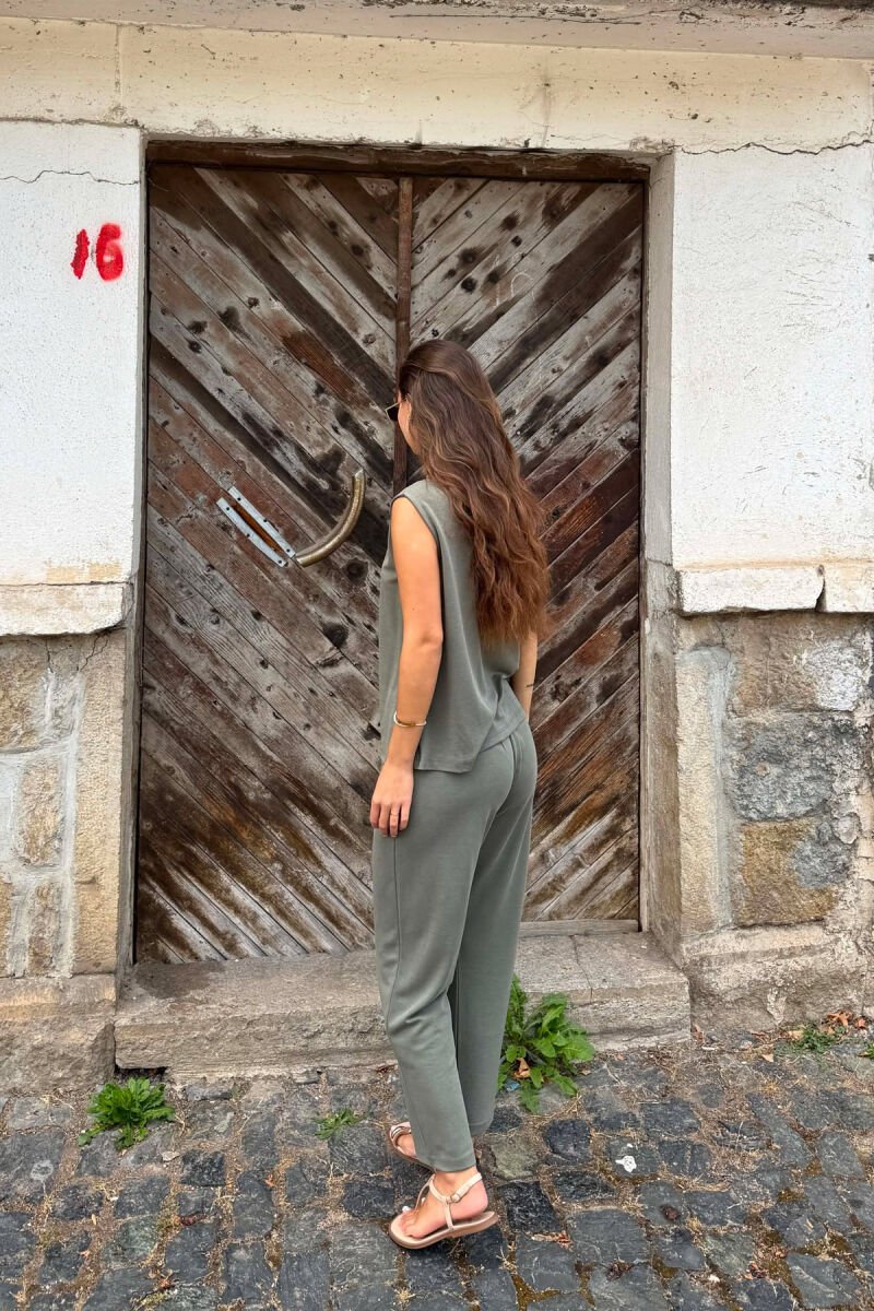 ONE COLOR TANK TOP +TROUSERS WOMAN SET GREEN/JESHILE - 4