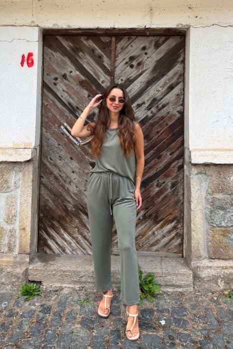 ONE COLOR TANK TOP +TROUSERS WOMAN SET GREEN/JESHILE - 6