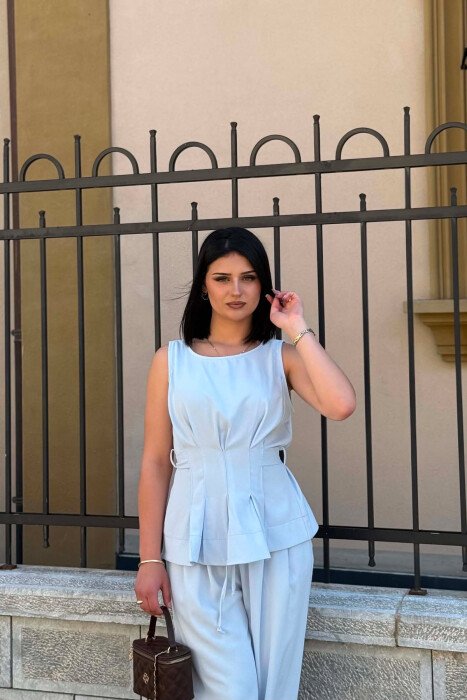 ONE COLOR TANK TOP+ TROUSERS WOMAN SET LIGHTBLUE/BZ - 3