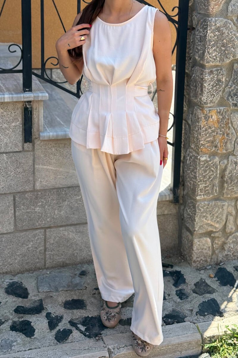 ONE COLOR TANK TOP+ TROUSERS WOMAN SET POWDER/PUDER - 5