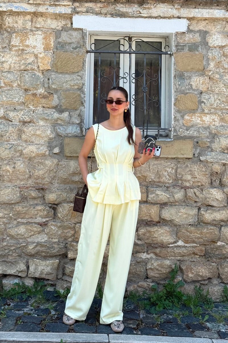 ONE COLOR TANK TOP+ TROUSERS WOMAN SET YELLOW/E VERDHE - 1