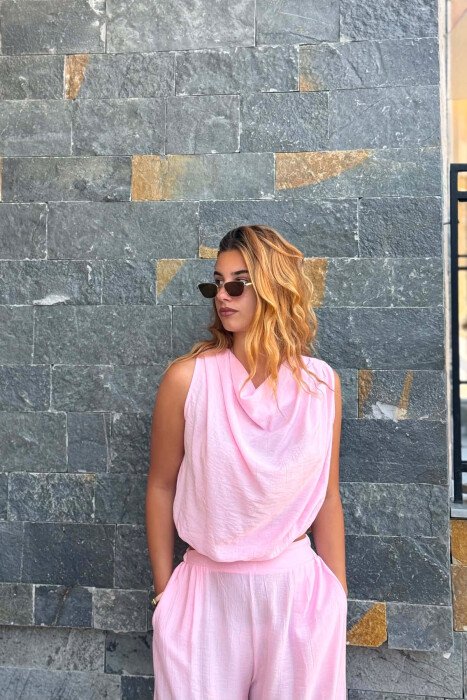 ONE COLOR TANK TOP + TROUSERS WOMAN TWO PIECE SET PINK/ROZE - 3