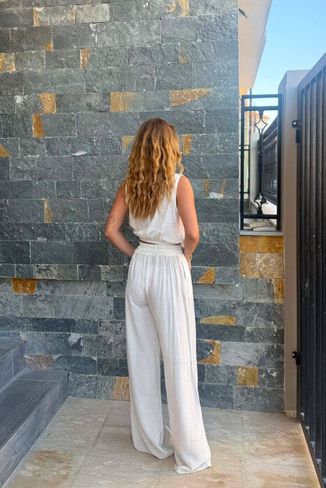 ONE COLOR TANK TOP + TROUSERS WOMAN TWO PIECE SET WHITE-E BARDHE - 5