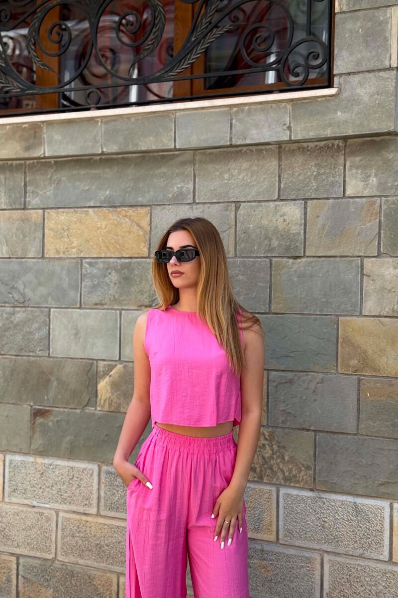 ONE COLOR TANK TOP+ TROUSERS WOMEN SET FUCHSIA/CIKLAMI - 3