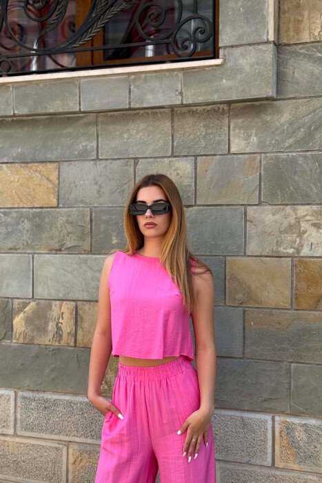 ONE COLOR TANK TOP+ TROUSERS WOMEN SET FUCHSIA/CIKLAMI - 6