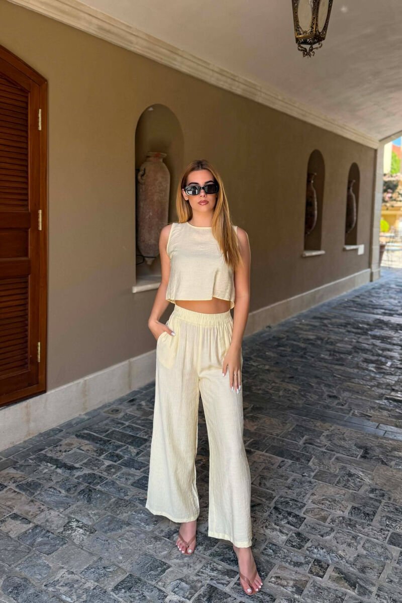 ONE COLOR TANK TOP+ TROUSERS WOMEN SET LEMON/ LIMON - 1