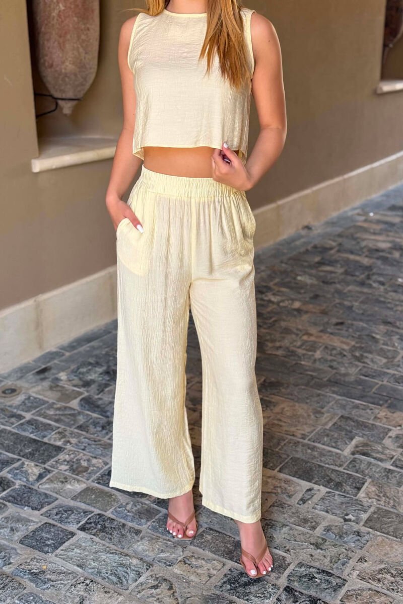 ONE COLOR TANK TOP+ TROUSERS WOMEN SET LEMON/ LIMON - 3