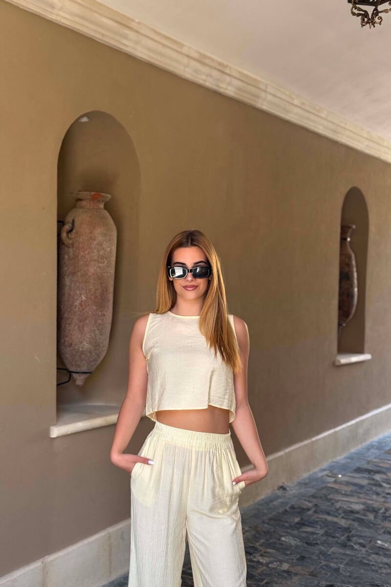 ONE COLOR TANK TOP+ TROUSERS WOMEN SET LEMON/ LIMON - 5