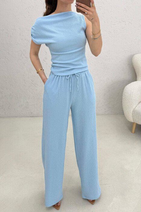 ONE COLOR TANK TOP+ TROUSERS WOMEN SET LIGHTBLUE/BZ - 3