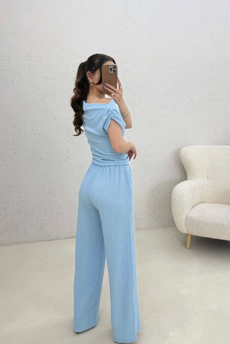 ONE COLOR TANK TOP+ TROUSERS WOMEN SET LIGHTBLUE/BZ - 4