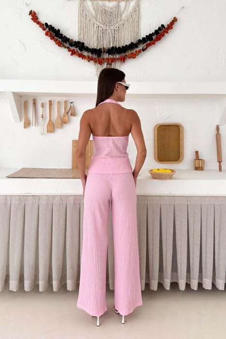 ONE COLOR TANK TOP + TROUSERS WOMEN SET PINK/ROZE - 3