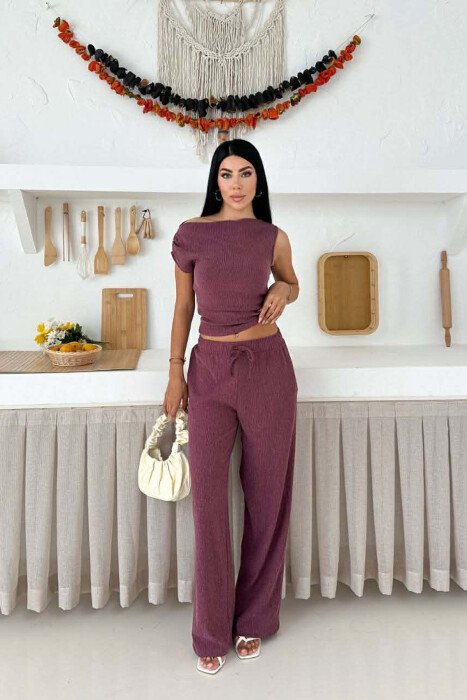 ONE COLOR TANK TOP+ TROUSERS WOMEN SET VINEGAR/UTHULL 
