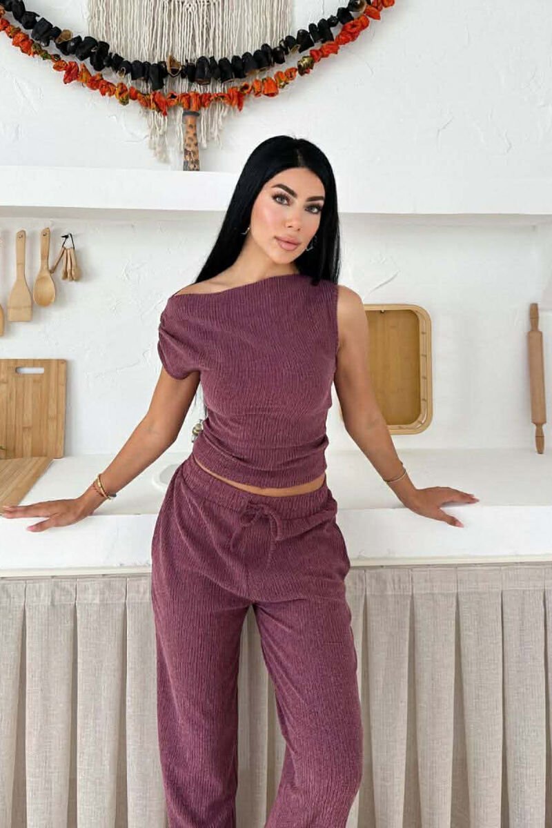 ONE COLOR TANK TOP+ TROUSERS WOMEN SET VINEGAR/UTHULL - 2