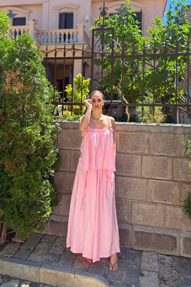 ONE COLOR TANK TOP + WIDE LEG TROUSERS WOMAN SET BABY PINK/ROZB - 4