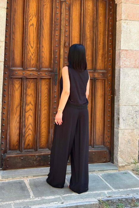 ONE COLOR TANK TOP + WIDE LEG TROUSERS WOMAN SET BLACK/ E ZEZE - 5