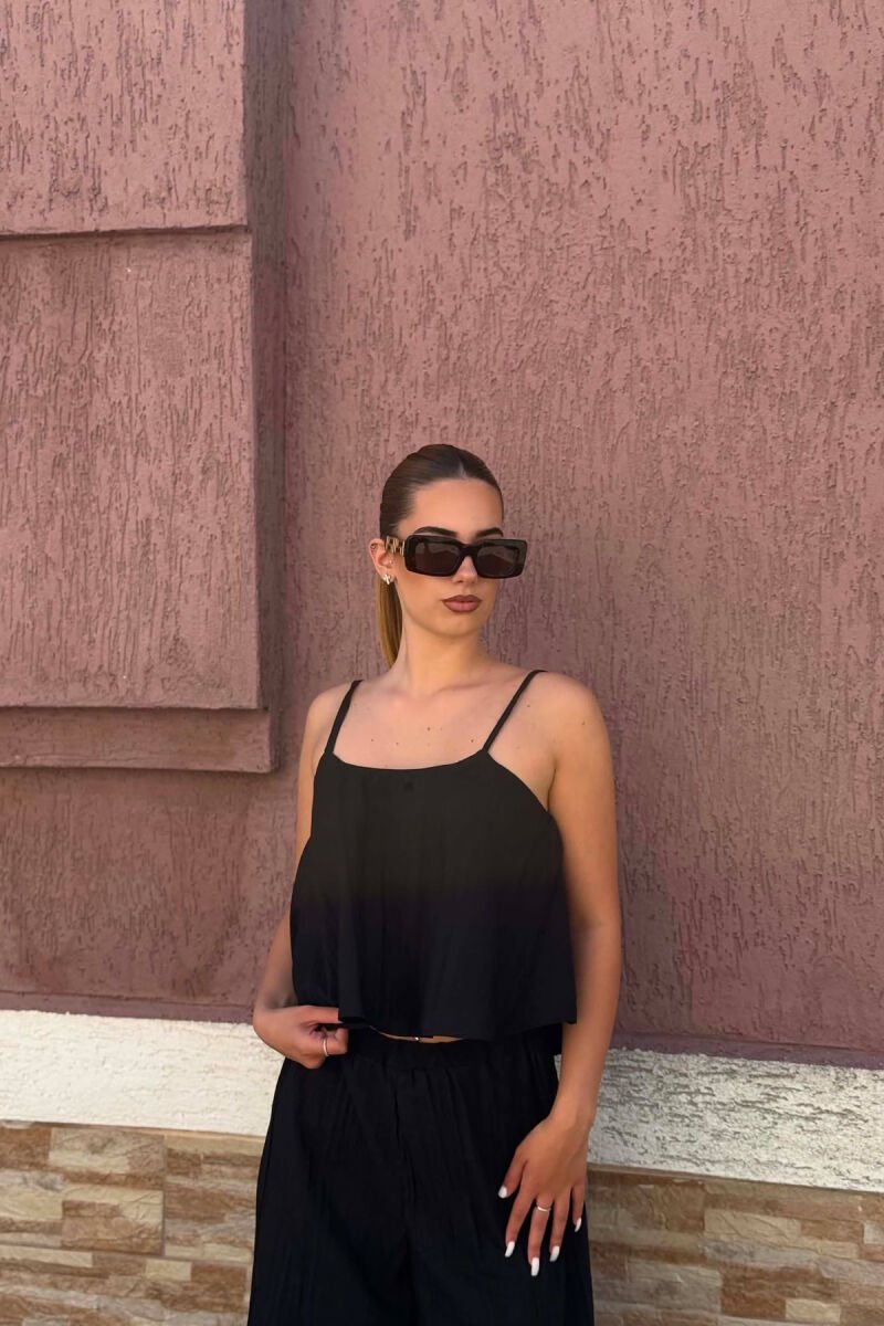 ONE COLOR TANK TOP+ WIDE LEG TROUSERS WOMAN SET BLACK/ E ZEZE - 3