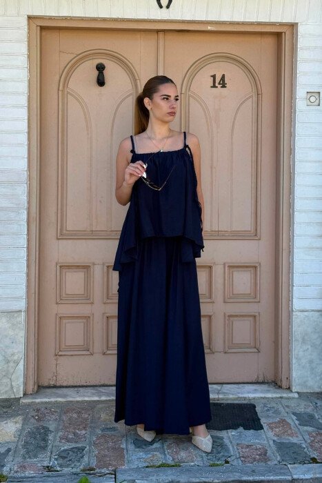 ONE COLOR TANK TOP + WIDE LEG TROUSERS WOMAN SET BLUE/BLU - 4