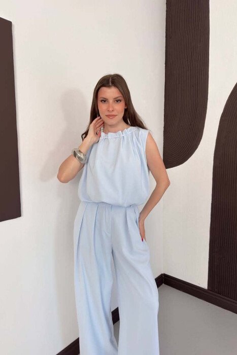 ONE COLOR TANK TOP + WIDE LEG TROUSERS WOMAN SET LIGHTBLUE/BZ - 3