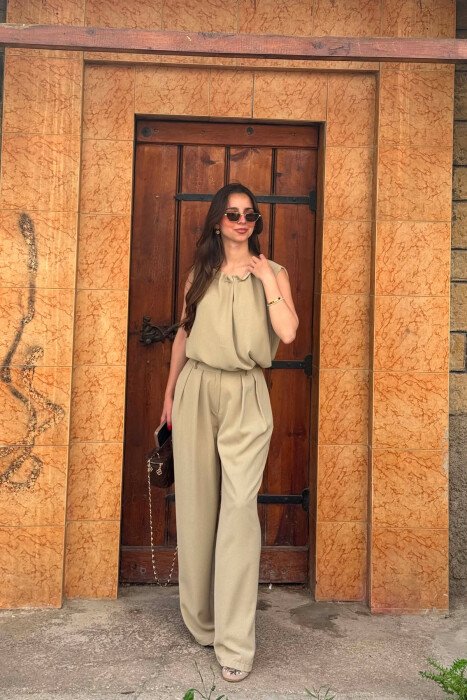 ONE COLOR TANK TOP + WIDE LEG TROUSERS WOMAN SET MINT/MENTE - 5