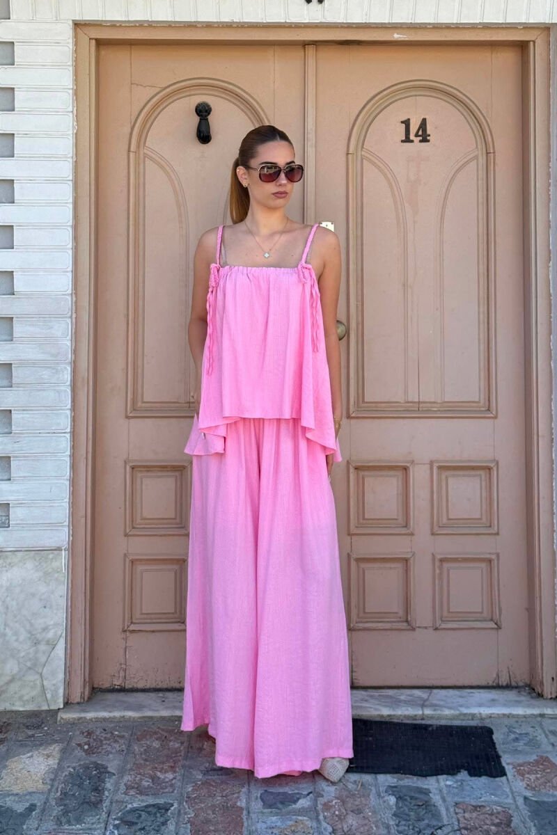 ONE COLOR TANK TOP + WIDE LEG TROUSERS WOMAN SET PINK/ROZE - 1