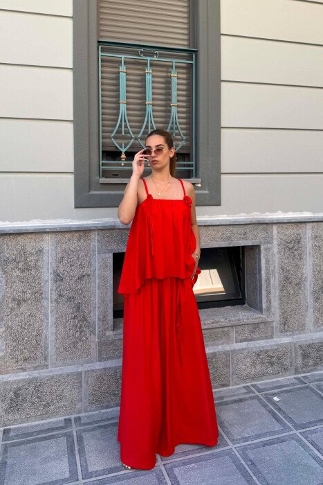 ONE COLOR TANK TOP + WIDE LEG TROUSERS WOMAN SET RED/E KUQE - 1