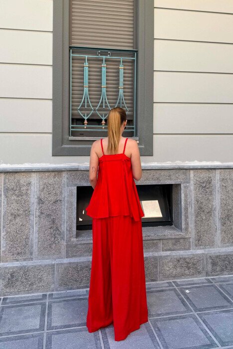 ONE COLOR TANK TOP + WIDE LEG TROUSERS WOMAN SET RED/E KUQE - 2