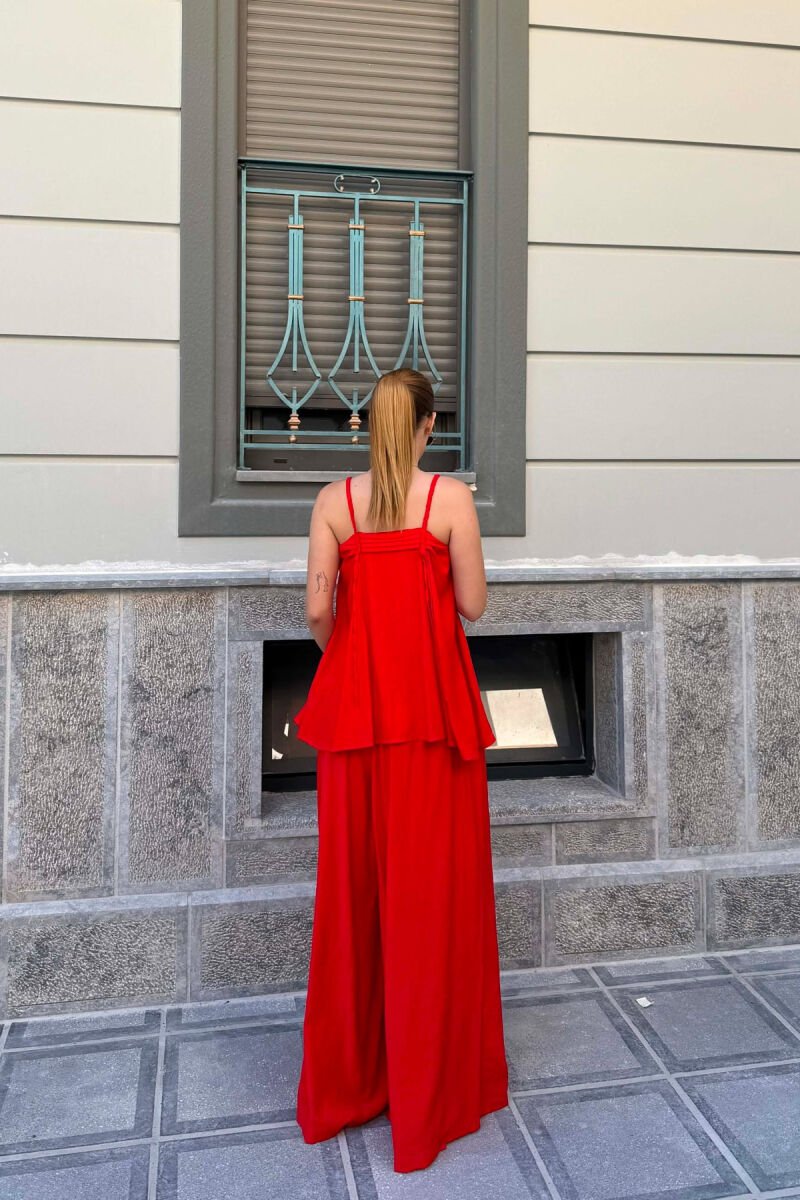 ONE COLOR TANK TOP + WIDE LEG TROUSERS WOMAN SET RED/E KUQE - 2