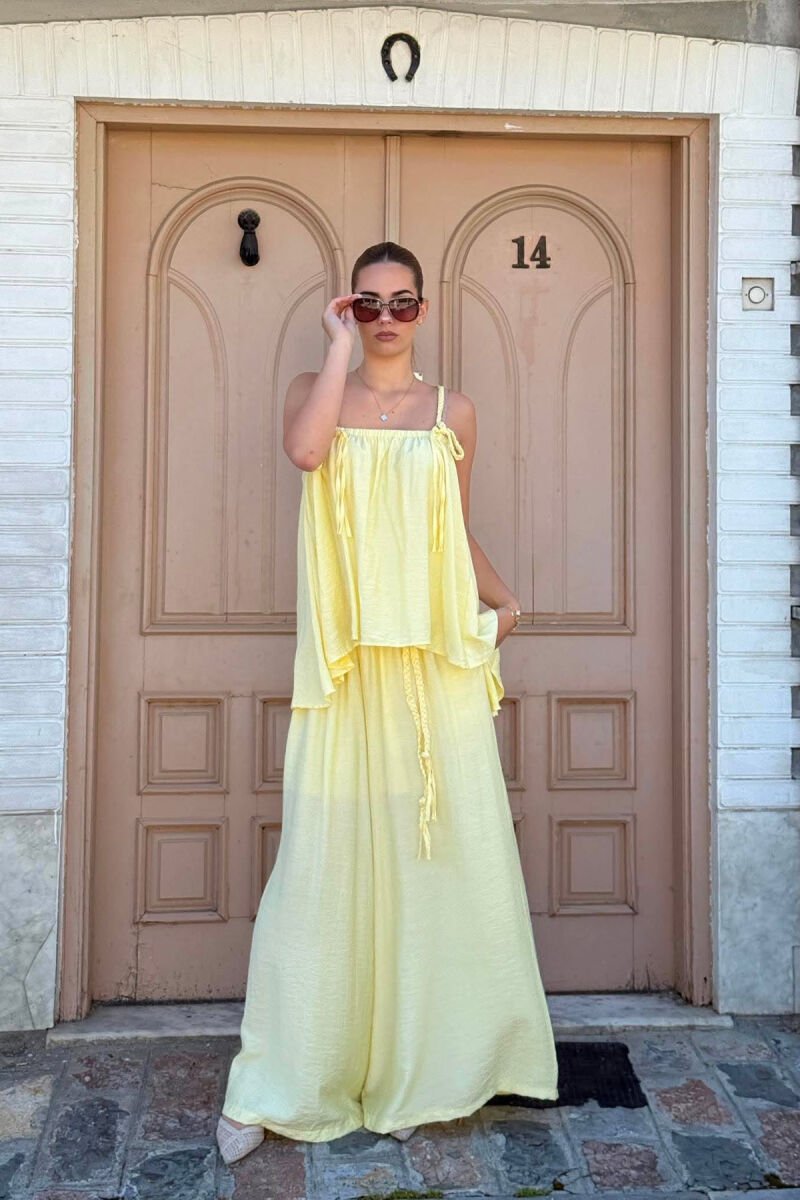 ONE COLOR TANK TOP + WIDE LEG TROUSERS WOMAN SET YELLOW/E VERDHE - 1
