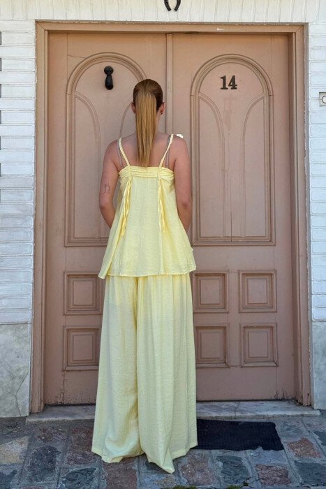 ONE COLOR TANK TOP + WIDE LEG TROUSERS WOMAN SET YELLOW/E VERDHE - 3