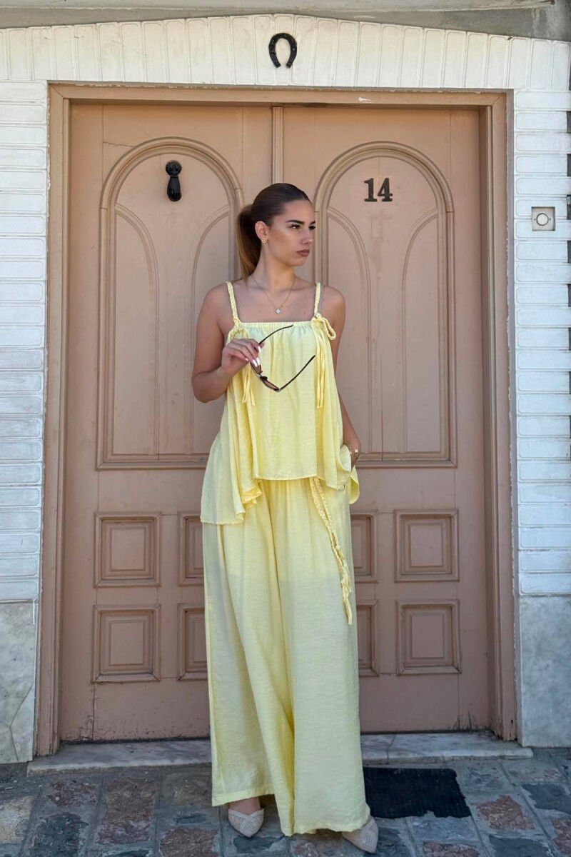 ONE COLOR TANK TOP + WIDE LEG TROUSERS WOMAN SET YELLOW/E VERDHE - 4