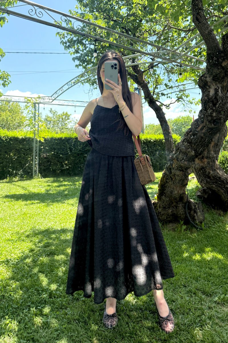 ONE COLOR TANK TOP+SKIRT WOMEN SET BLACK/ E ZEZE - 1