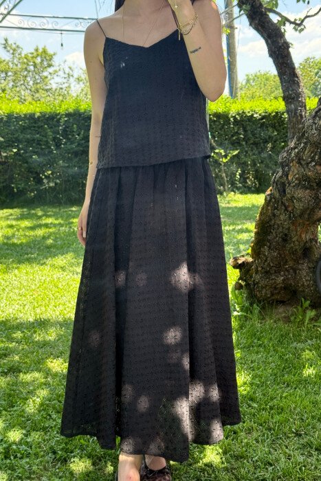 ONE COLOR TANK TOP+SKIRT WOMEN SET BLACK/ E ZEZE - 2