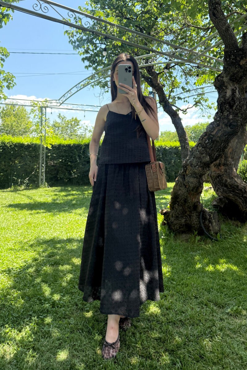 ONE COLOR TANK TOP+SKIRT WOMEN SET BLACK/ E ZEZE - 4