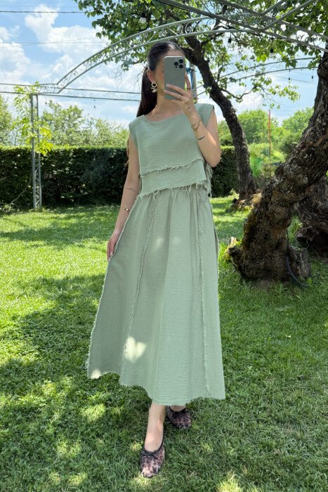 ONE COLOR TANK TOP+SKIRT WOMEN SET MINT/MENTE - 1