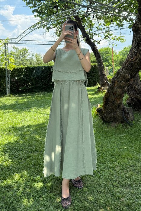 ONE COLOR TANK TOP+SKIRT WOMEN SET MINT/MENTE - 3