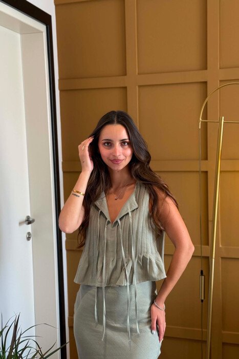 ONE COLOR TANK TOP+SKIRT WOMEN SET OLIVE/ULLI - 3