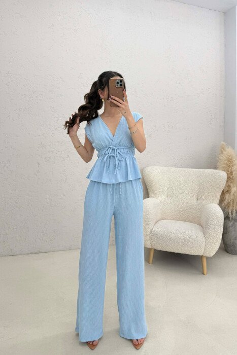 ONE COLOR TANK TOP+TROUSERS WOMEN SET LIGHTBLUE/BZ - 1