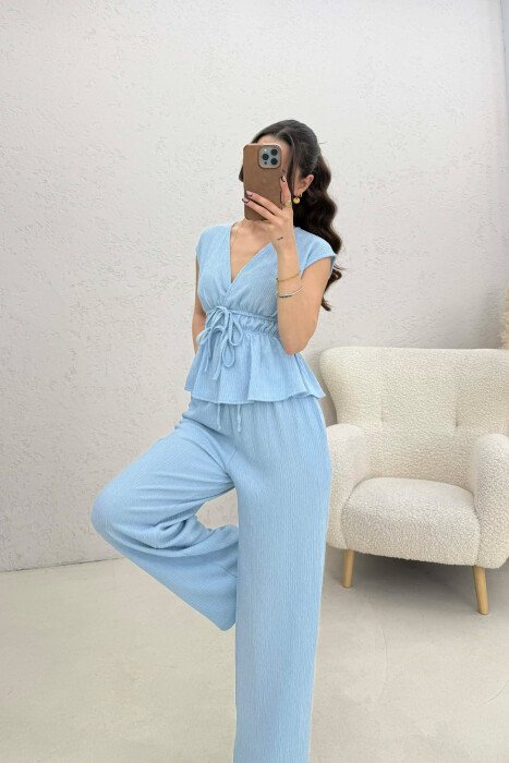 ONE COLOR TANK TOP+TROUSERS WOMEN SET LIGHTBLUE/BZ - 3