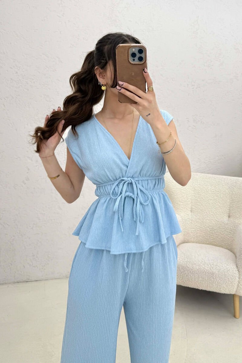 ONE COLOR TANK TOP+TROUSERS WOMEN SET LIGHTBLUE/BZ - 4