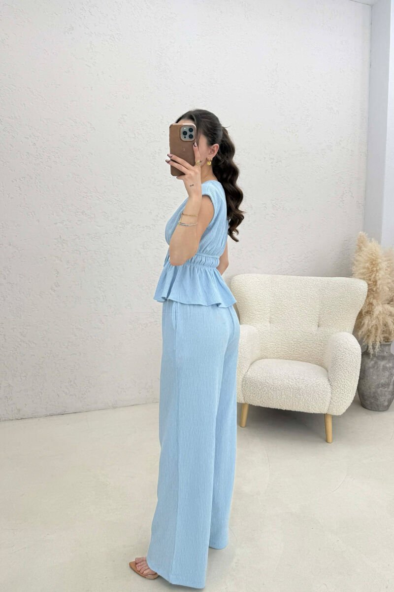 ONE COLOR TANK TOP+TROUSERS WOMEN SET LIGHTBLUE/BZ - 5
