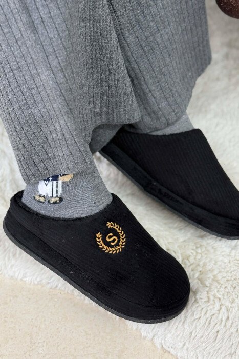 ONE COLOR TEDDY LINED WOMEN SLIPPERS BLACK/ E ZEZE 
