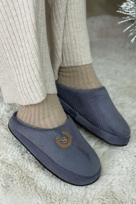 ONE COLOR TEDDY LINED WOMEN SLIPPERS GREY/GRI 