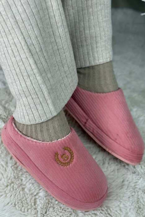 ONE COLOR TEDDY LINED WOMEN SLIPPERS PINK/ROZE 