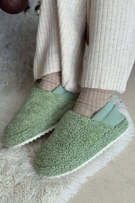 ONE COLOR TEDDY WOMEN SLIPPERS MINT/MENTE 